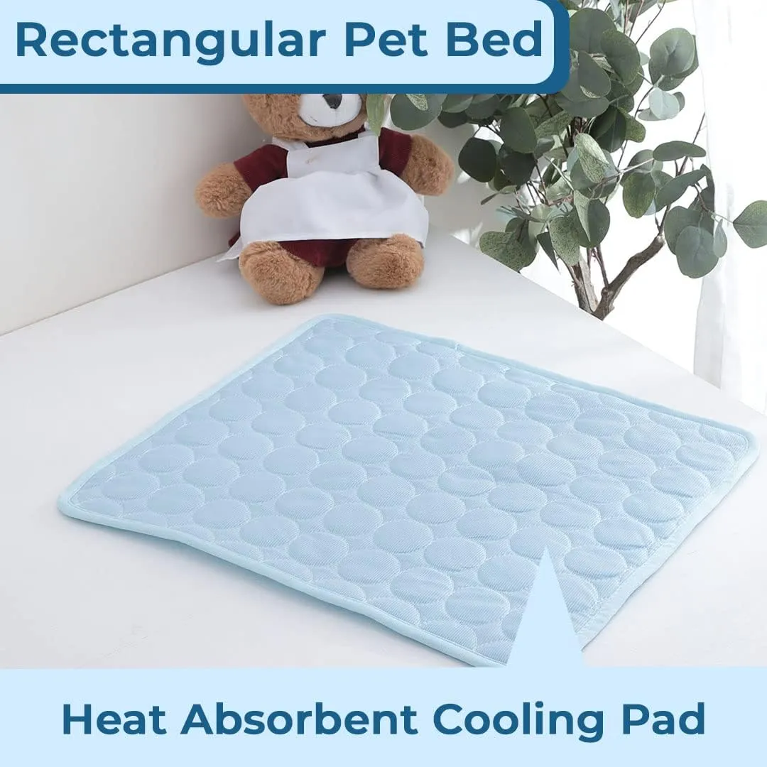 Kuber Industries Rectangular Dog & Cat Bed|Premium Cool Ice Silk Polyester With Bottom Mesh|MultiUtility Self-Cooling Pad For Dog & Cat|Light-weight & Durable Dog Bed|ZQCJ001LB-L|Light Blue(Pack Of 4)