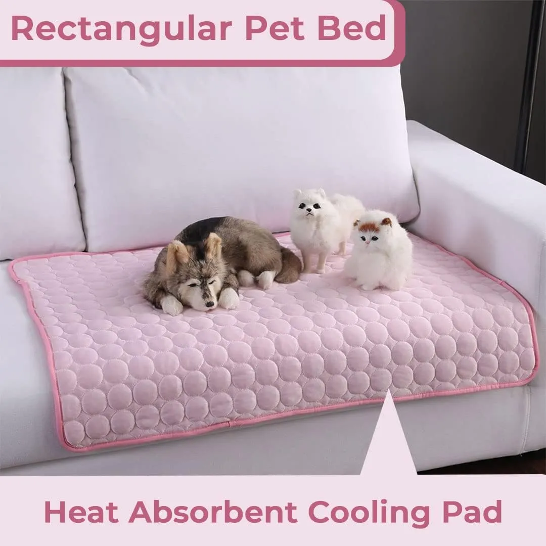 Kuber Industries Rectangular Dog & Cat Bed|Premium Cool Ice Silk with Polyester With Bottom Mesh|Multi-Utility Self-Cooling Pad For Dog & Cat|Light-weight & Durable Dog Bed|ZQCJ001P-XL|Pink(Pack Of 3)